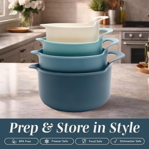 COOK WITH COLOR Nesting Plastic Mixing Bowl Set with Pour Spouts and Handles