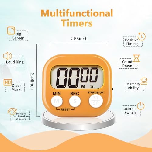 4 Pack Orange Digital Kitchen Timer Magnetic Digital Timer