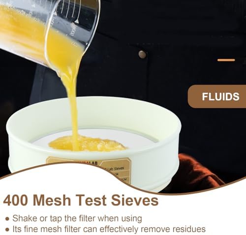 7.9" PVC Lab Sieve, Nylon Mesh, 400 Mesh Screen Sifter