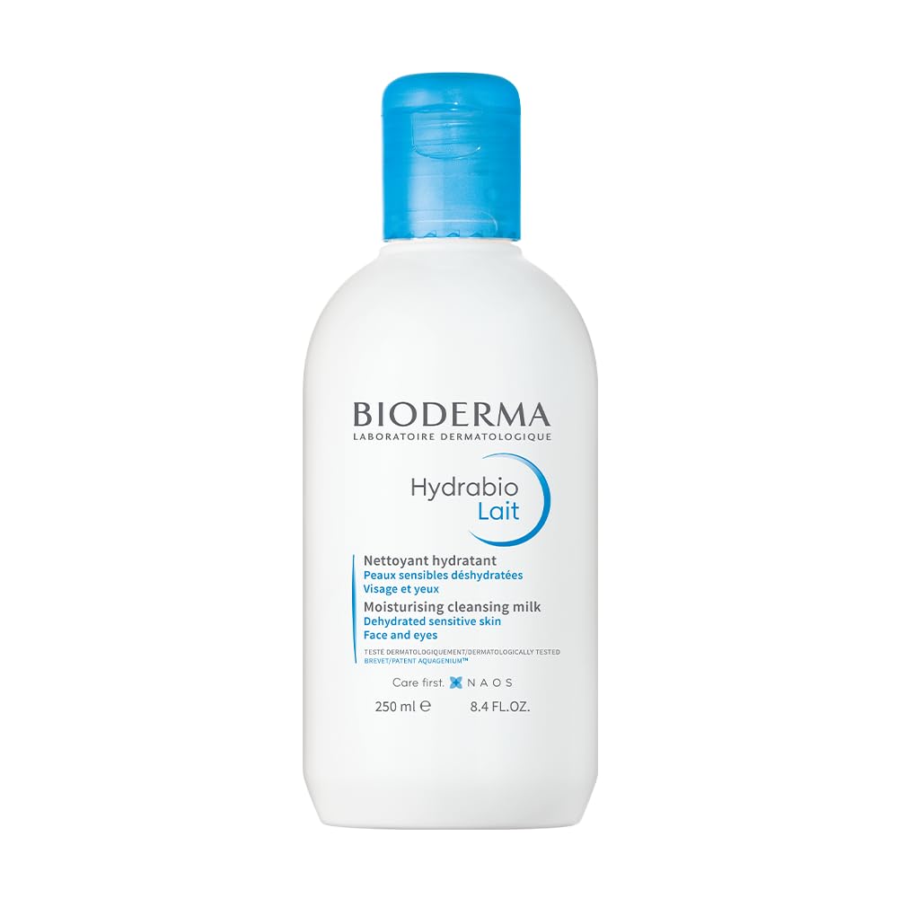 Bioderma Hydrabio Milky Cleanser - Gentle, No-Rinse Makeup Remover for Dry Skin, Hypoallergenic & Fragrance-Free, 8.45 fl oz