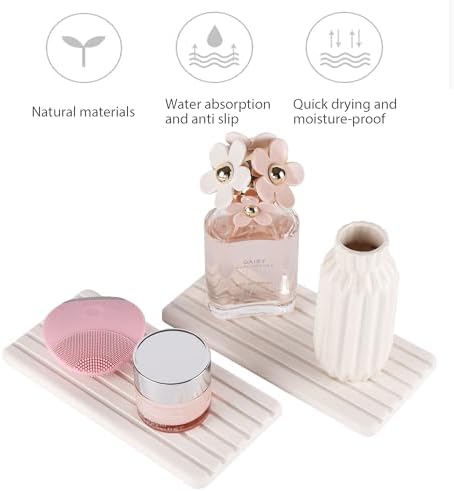 NiuYichee 2 PCS Water Absorbent diatomite Coasters, 8.3" x 4" Water Absorbing