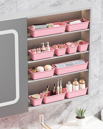 Canfanni 13 Pack Plastic Drawer Organizers Set, 3 Sizes Desk Drawer Organizer