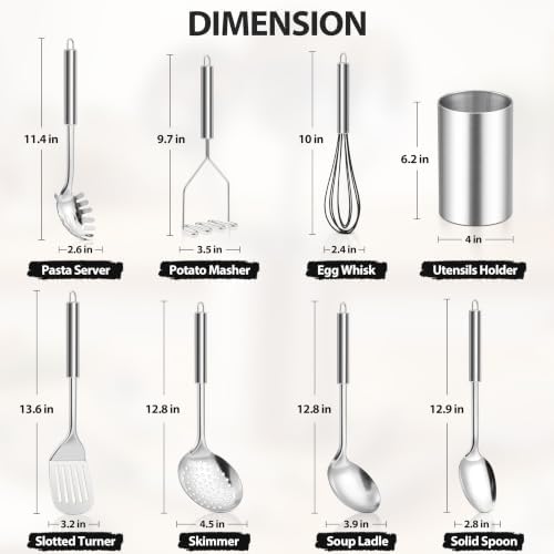 Leonyo 8 Pcs Stainless Steel Kitchen Cooking Utensils Set