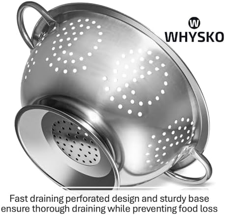 WHYSKO 3-Pack Stainless Steel Colander Set, 3 & 1 Qt