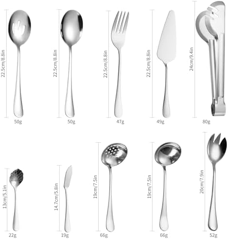 Stainless Steel Serving Utensil Set 10-Piece Buffet Flatware Catering Silverware