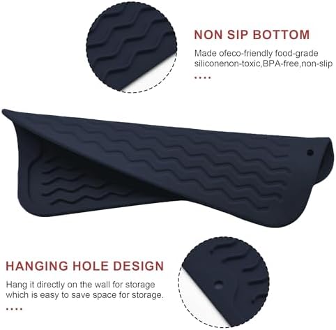 Silicone Dish Drying Mat, Non-Slip Easy Clean Sink Mat, Dark Blue