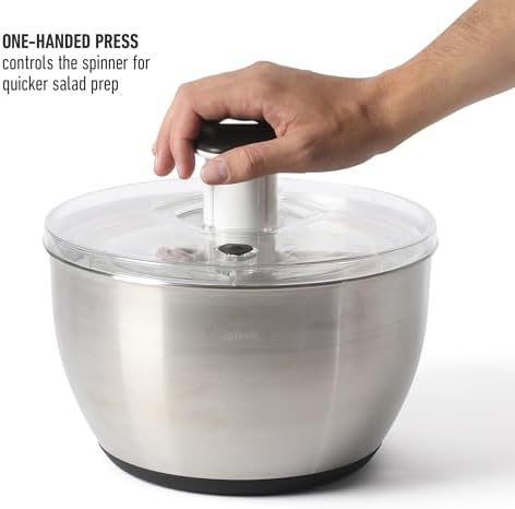 Calphalon Aero 6.3-Qt Stainless Steel Salad Spinner, Fruit & Vegetable Washer