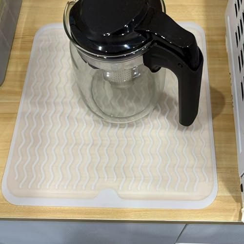 Silicone Dish Drying Mat, Non-Slip Easy Clean Sink Mat, Translucent