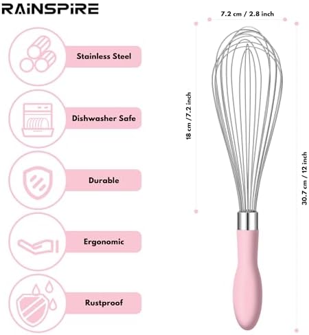 Rainspire Wire Whisk Stainless Steel, Balloon Whisks