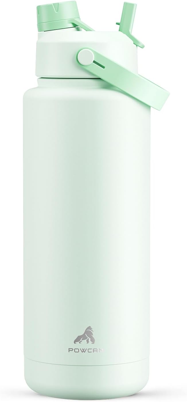 40 oz Insulated Water Bottle with 2-in-1 Straw and Spout Lid, Keep Cold 24H, Leak-Proof, BPA-Free, Double Wall Stainless Steel Water Bottle for Sports, Gym, Travel, and School (Mint)