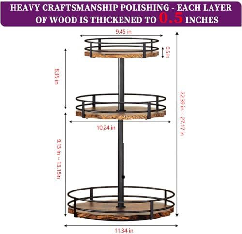 Heavy-Duty 3-Tier Lazy Susan Organizer, Adjustable to Different Heights
