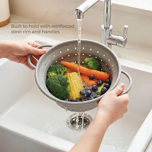 4‑Quart Silicone Collapsible Colander & Kitchen Collapsible Strainer