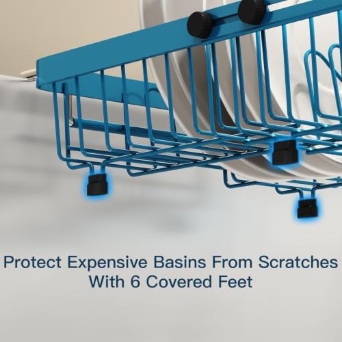 MAJALiS Blue Expandable Dish Drying Rack Over The Sink