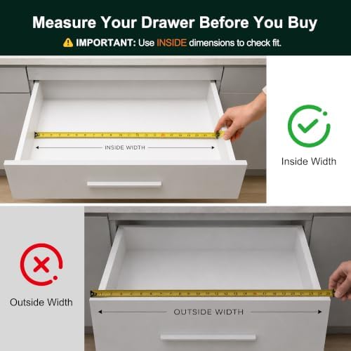 2-Piece Expandable Bamboo Kitchen Drawer Organizer