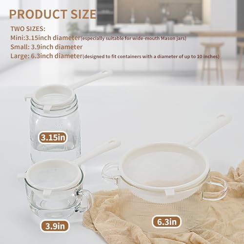 Luckyiren Kefir Strainer Set, 3-Size Plastic Non-Metal Sieve