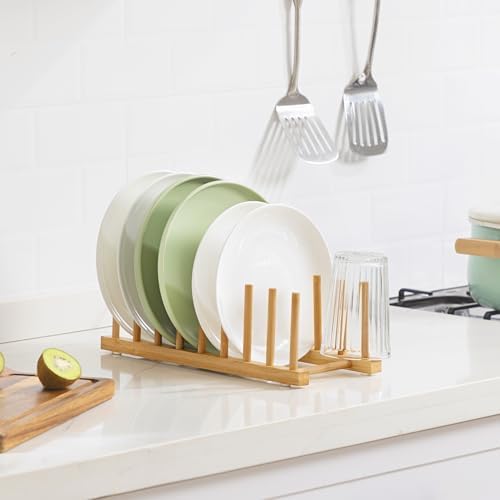 Bamboo Dish Drying Rack for Kitchen Counter & Cabinet