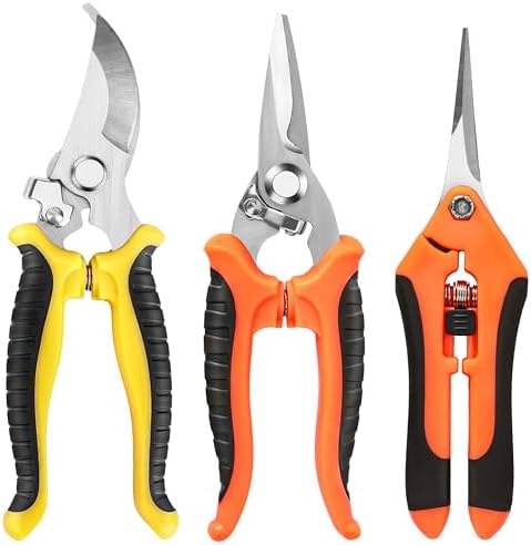 EWPJDK 3 Pack Garden Pruning Shears Scissors Clippers Stainless Steel