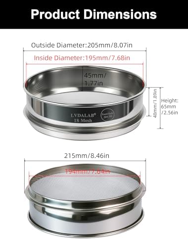 8" Full 304 Stainless Steel Lab Sieve, 18 Mesh