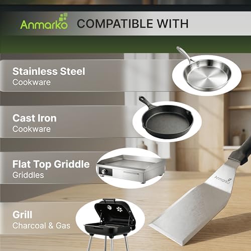 Anmarko Stainless Steel Metal Spatula, Hamburger Turner