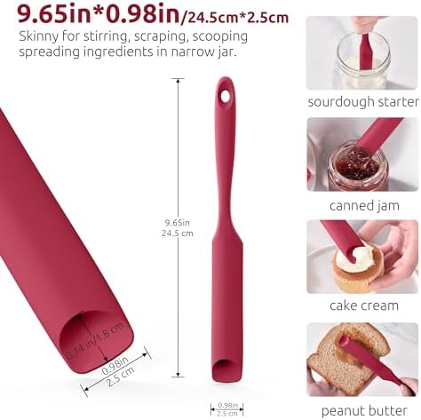 U-Taste Silicone Jar Spatula for Sourdough Starter: Long Skinny Food-Grade Jam