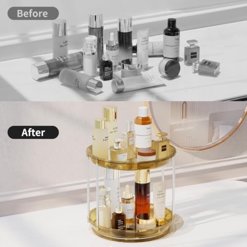 Rotating Makeup Organizer, Perfume Skincare Holder, 2 Tier 9 Inch