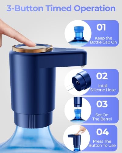 Water Jug Pump for 5 Gallon Bottle – Portable Electric USB-C Charging Dispenser