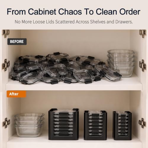 Food Container Lid Organizer for Rubbermaid Brilliance nap-on lids