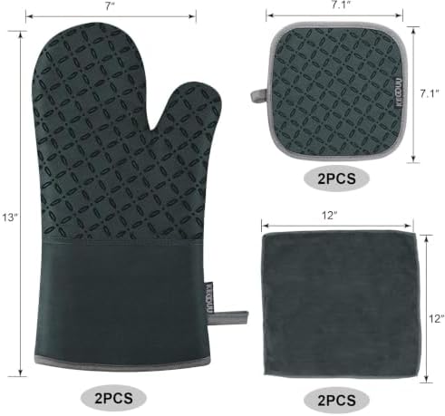 KEGOUU Oven Mitts and Pot Holders 6pcs Set, Kitchen Oven Glove High Heat