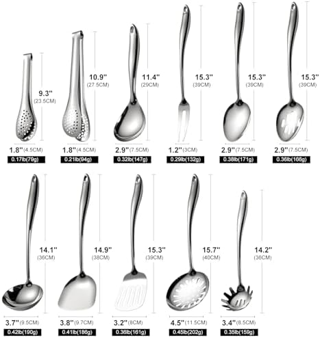304 Stainless Steel Cooking Utensils Set, Mirror Polished Kitchen Gadget