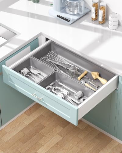 10 Pack Large Size Plastic Drawer Organizers Set, 3 Sizes Desk Drawer Organizer
