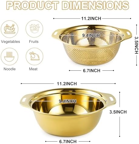 Gulex Colander Stainless Steel 4-quart
