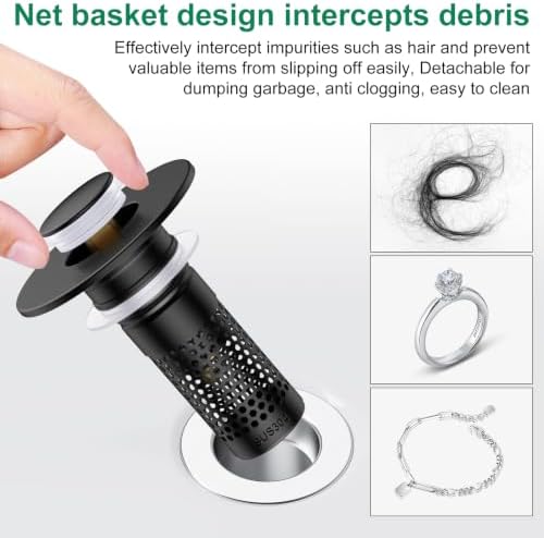 Bathroom Sink Drain Strainer, Universal Pop-Up Sink Stopper Hair Catcher