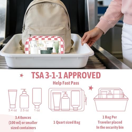 YOPCDJ 3PCS Clear Toiletry Bag, TSA Approved Travel Makeup Pouch