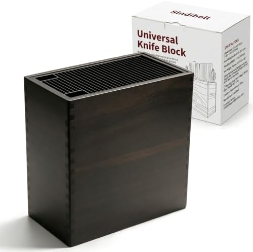 Universal Knife Holder XL Knife Block Without Knives Acacia Wood Dark Brown
