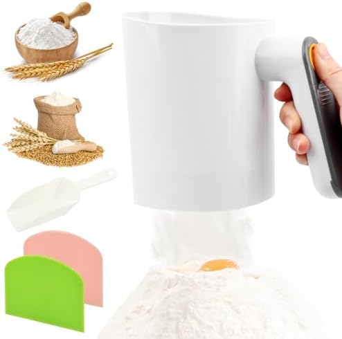 Electric Flour Sifter for Baking, 4 Cup Battery Operated Flours Sieve Cup