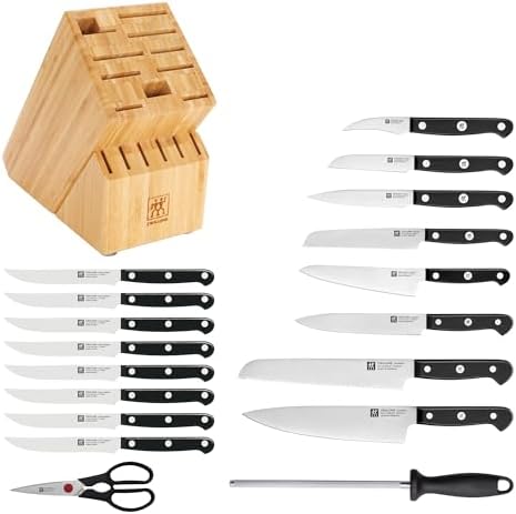 ZWILLING Gourmet 19-Piece Razor-Sharp German Knife Block Set, Made in