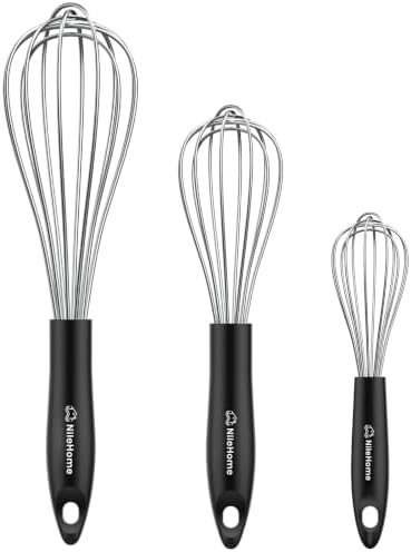 NileHome Whisk Set 8" 10" 12" Kitchen Whisk