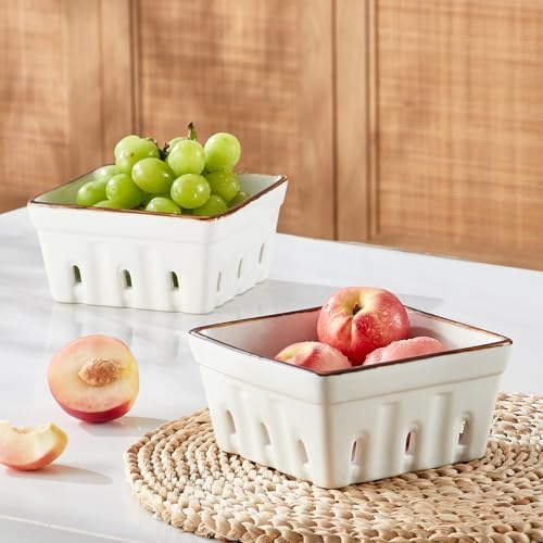ONEMORE Ceramic Berry Basket Square Fruit Bowls