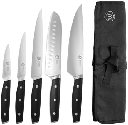 MasterChef Chef Knife Set with Bag, Knife Roll Set with 5 Professional Quality