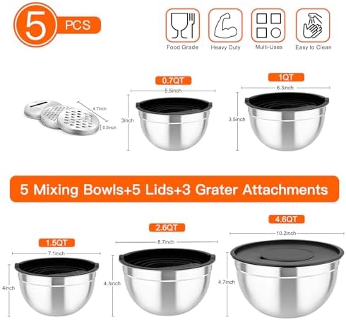 TeamFar Mixing Bowls with Lids