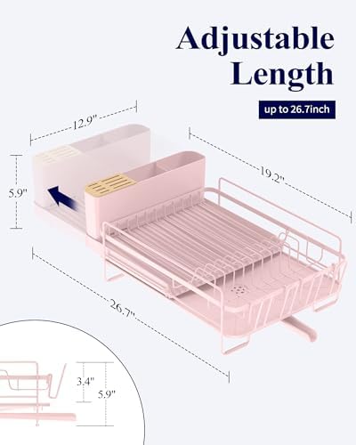 Kitsure Extendable Dish Drying Rack, 19.2"-26.7" L x 12.9" W
