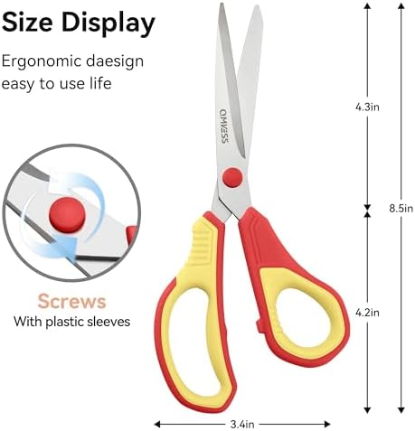 QMVESS 8.5" Scissors All Purpose 3 Pack Heavy Duty