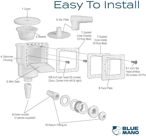 Blue Mano Standard Pool Skimmer Kit