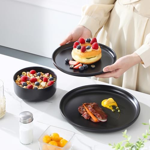 MALACASA 12 Pcs Porcelain Plates and Bowls Sets, Dinnerware Set