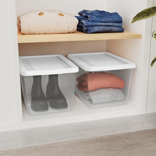 Sterilite Storage Box, Stackable Clear Plastic Bins, 20 Quart