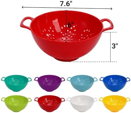Noamus 8 Pack Mini Colander for Kitchen, 6 Inch Plastic Berry Bowl