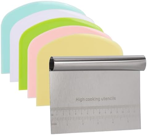 6 Pcs Dough Scraper Bench Scraper, Stainless Steel Scraper/Chopper & Plastic