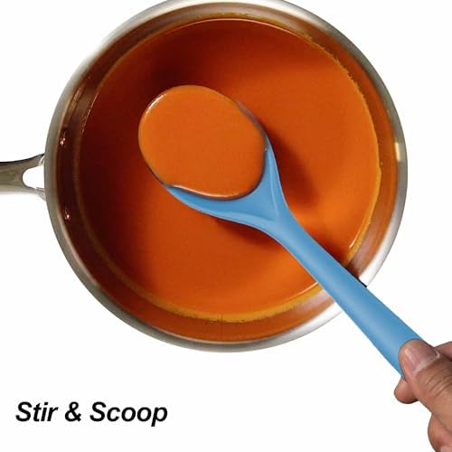 VOVOLY Silicone Spoons for Cooking, Solid & Slotted Spoon, Starry Blue