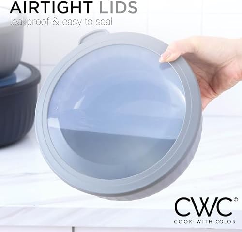 COOK WITH COLOR Prep Bowls with Lids- Wide and Deep Nesting Plastic Small