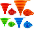Collapsible Silicone Kitchen Funnels, 4 Pack Food Grade Foldable Funnel Set